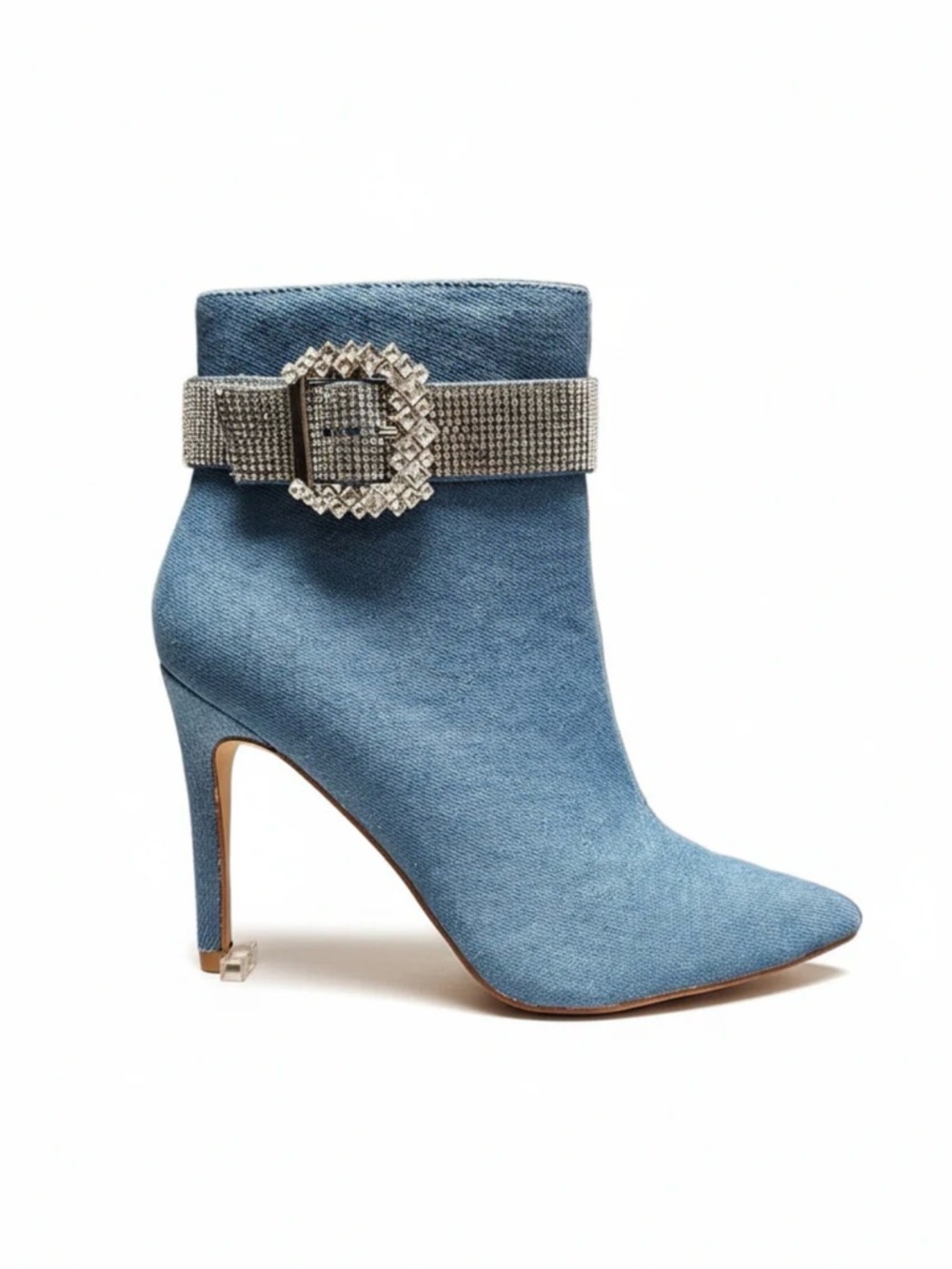 Embellished Black Ankle Booties with Rhinestone Buckle